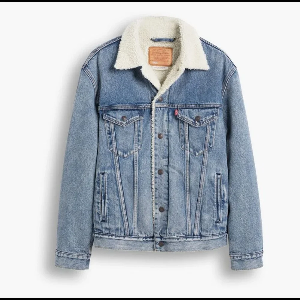 SOLD!! Levi’s Men's Denim Sherpa Lined Trucker Jacket - Picture 6 of 7